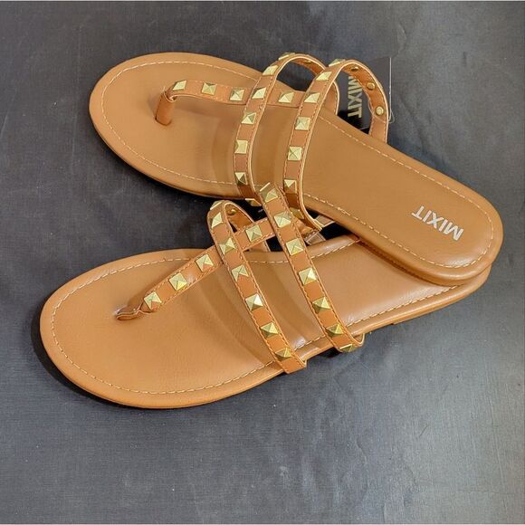 BRAND NEW MIXIT 3-STRAPS THONG WOMEN"S STUDDED DETAILING ROUND TOE  SAND… - Picture 14 of 16